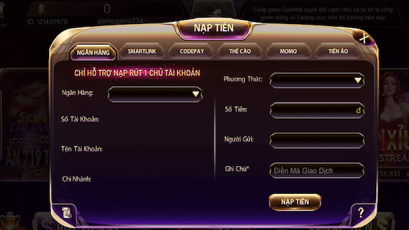 Gioi thieu Gemwin voi qua trinh naprut linh hoat Giới thiệu Gemwin với quá trình nạp/rút linh hoạt